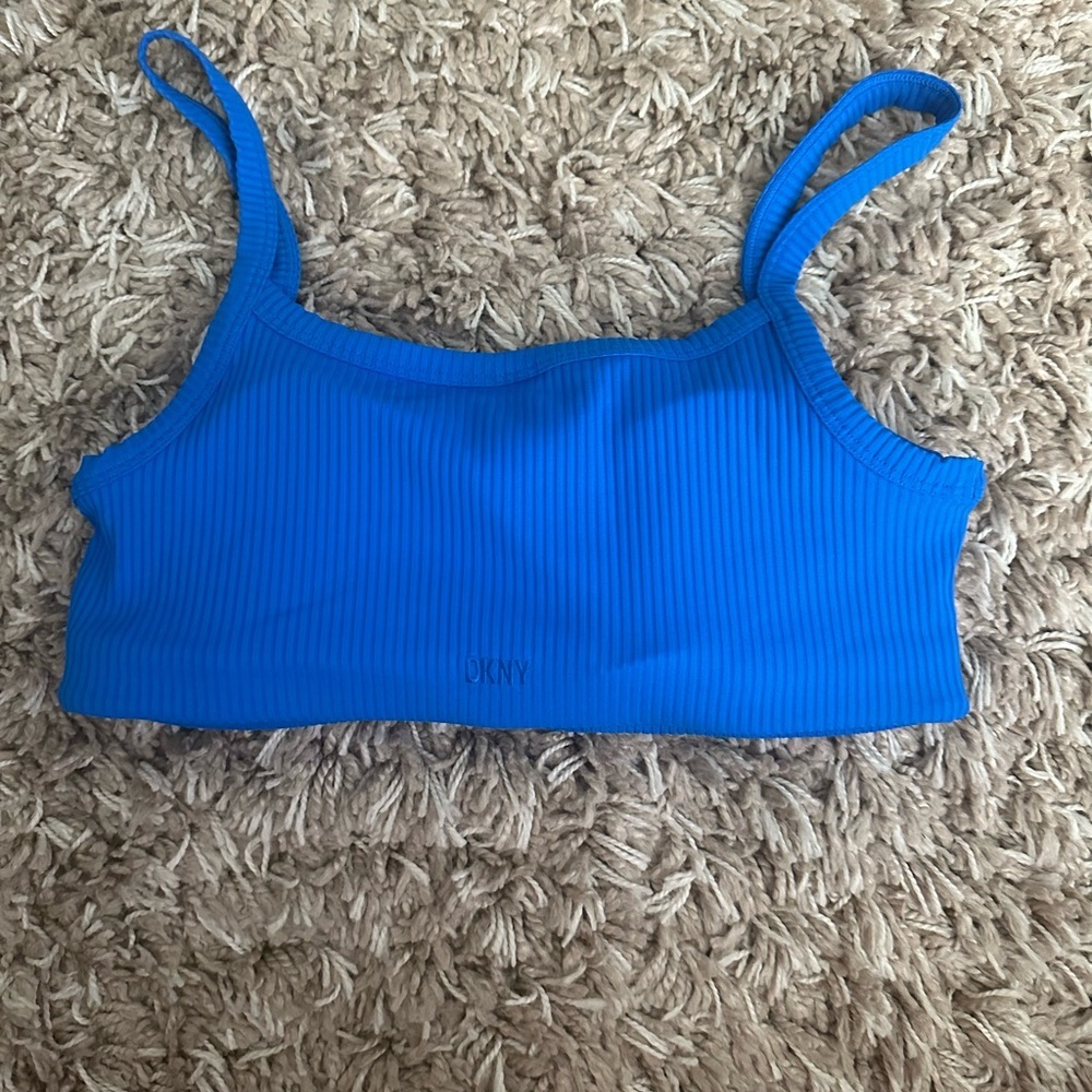 DKNY blue ribbed sports bra